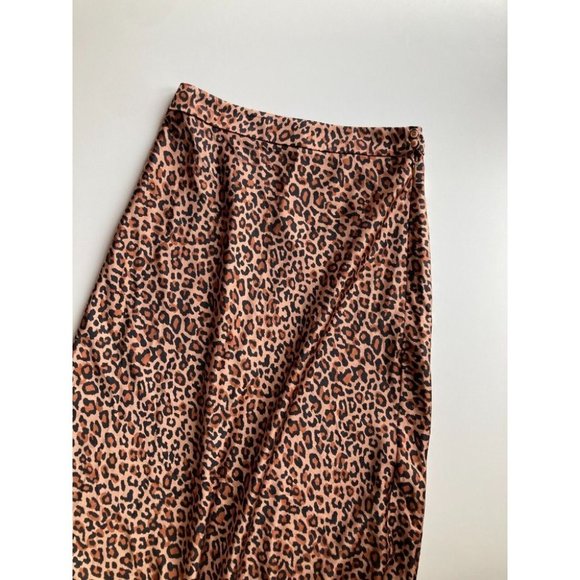 SOMETHING NAVY Brown Cheetah Animal Print Satin Midi Slip Skirt, Size XXS - Picture 9 of 14